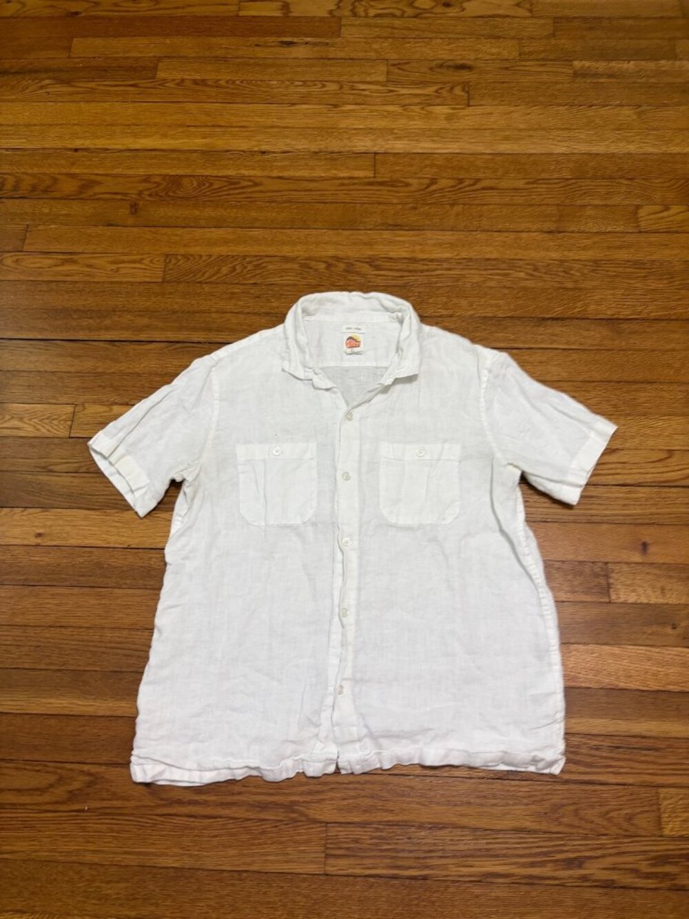 C&C California Womens 100% Linen Button Up Shirt Size Large White Top Blouse